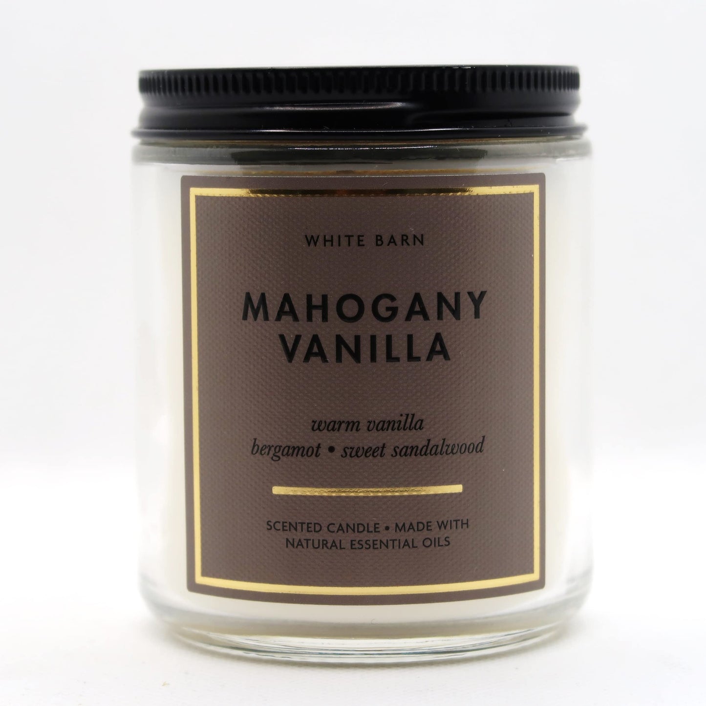 Bath & Body Works White Barn 1-Wick Candle with Essential Oils - 7 oz - Mahogany Vanilla