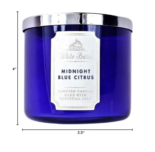 Bath and Body Works White Barn 3-Wick Candle w/ Essential Oils - 14.5 oz - Midnight Blue Citrus (2021 Core Scents)