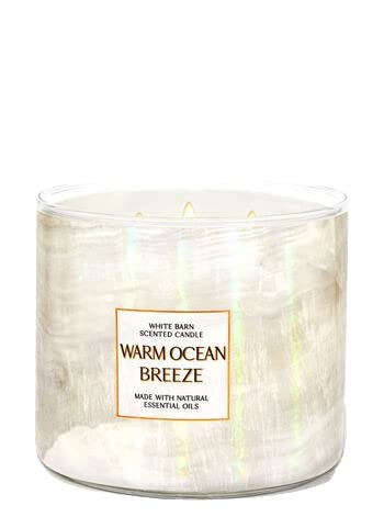Bath & Body Works White Barn 3-Wick Candle with Essential Oils — 14.5 oz — Warm Ocean Breeze
