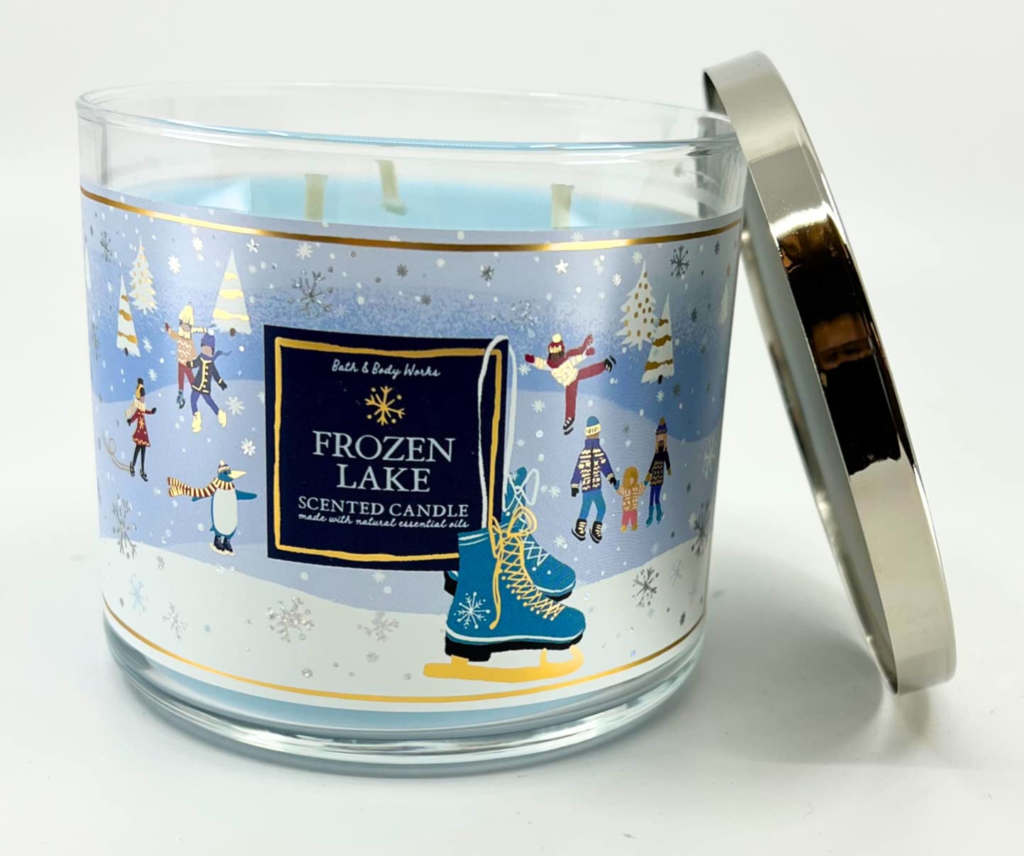 Bath & Body Works White Barn 3-Wick Candle with Essential Oils – 14.5 oz – Frozen Lake