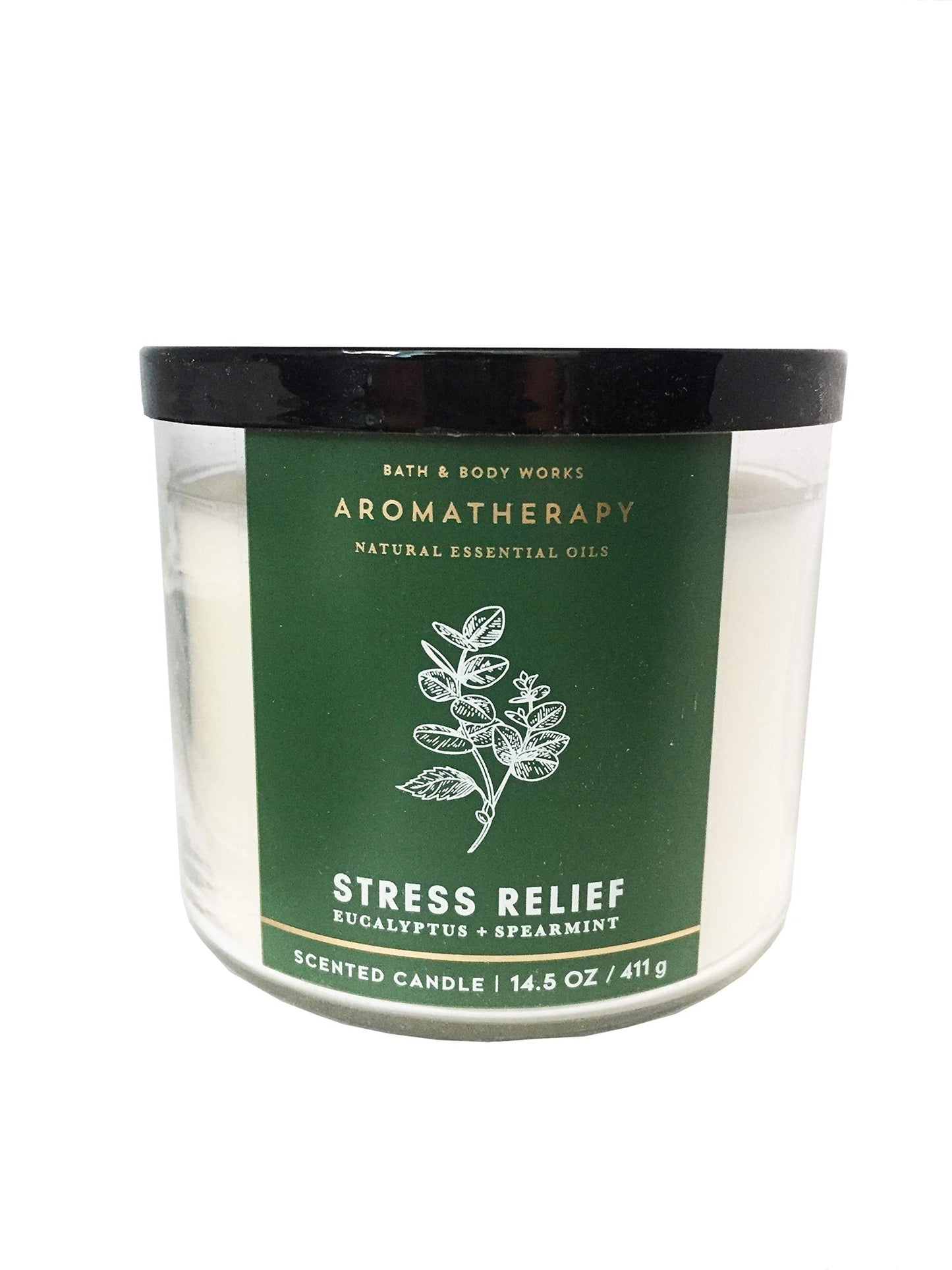 Bath & Body Works Aromatherapy Stress Relief 3-Wick Candle – Eucalyptus Spearmint