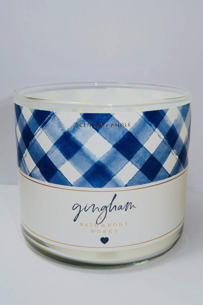 Bath & Body Works NEW Gingham 3-Wick Candle – 14.5 oz | 25-45 Hour Burn Time