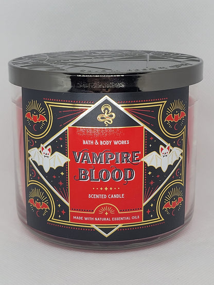 Bath & Body Works Vampire Blood 14.5 oz White Barn 3-Wick Candle – Halloween