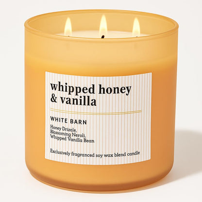 Bath & Body Works Whipped Honey & Vanilla 3-Wick Candle – 14.5 oz Soy Wax Blend, Essential Oils