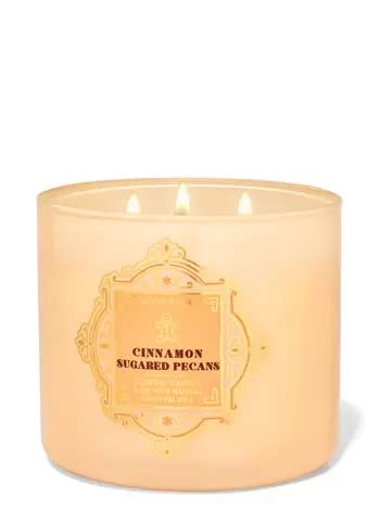 Bath & Body Works White Barn 3-Wick Candle with Essential Oils - Cinnamon Sugared Pecans, 14.5 oz | 2021 Christmas & Winter Scents