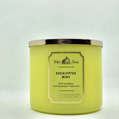 Bath & Body Works White Barn 3-Wick Candle - Eucalyptus Mint 14.5 oz | Essential Oils