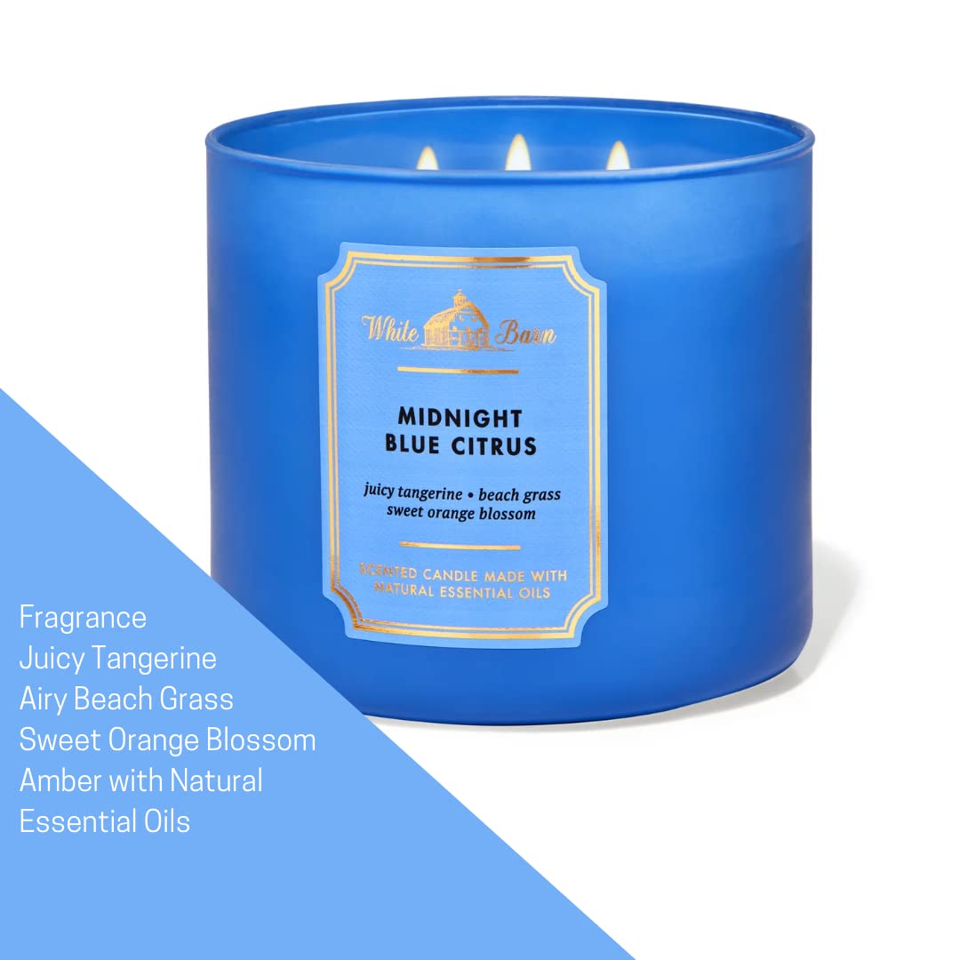Bath & Body Works White Barn 3-Wick Candle with Essential Oils - 14.5 oz - Midnight Blue Citrus (New Core Scents)