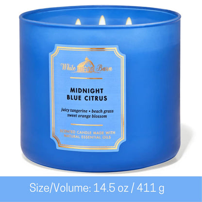 Bath & Body Works White Barn 3-Wick Candle with Essential Oils - 14.5 oz - Midnight Blue Citrus (New Core Scents)