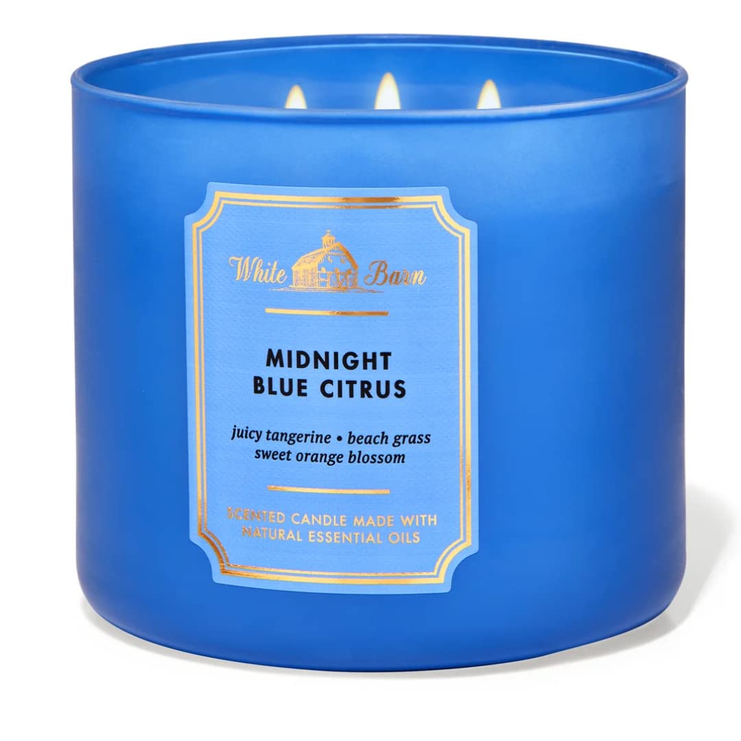 Bath & Body Works White Barn 3-Wick Candle with Essential Oils - 14.5 oz - Midnight Blue Citrus (New Core Scents)