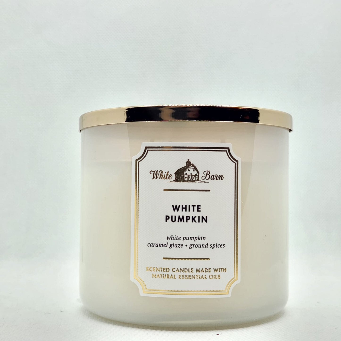 Bath & Body Works White Barn 3-Wick Candle with Essential Oils – 14.5 oz (White Pumpkin)