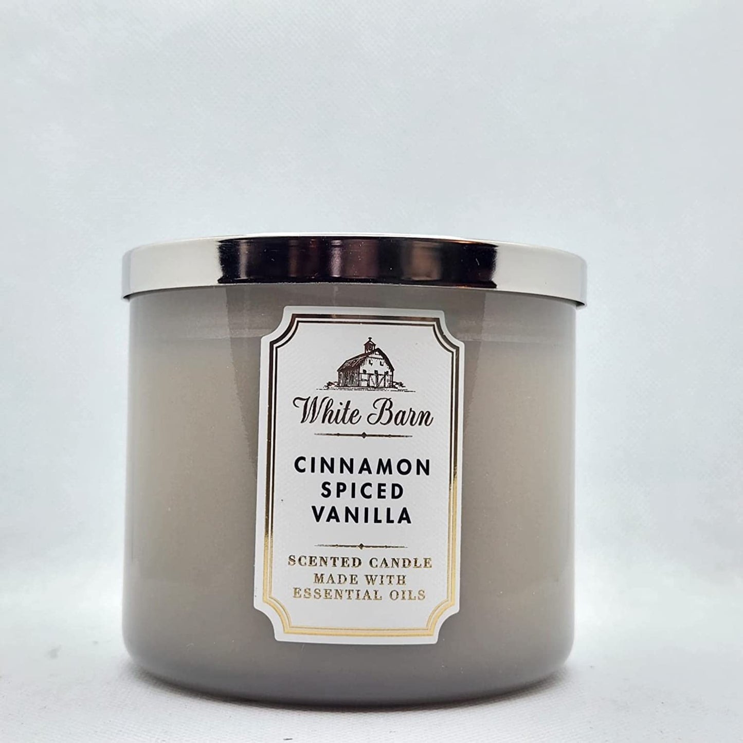 Bath & Body Works Cinnamon Spiced Vanilla 3-Wick Candle, White Barn, 14.5 oz