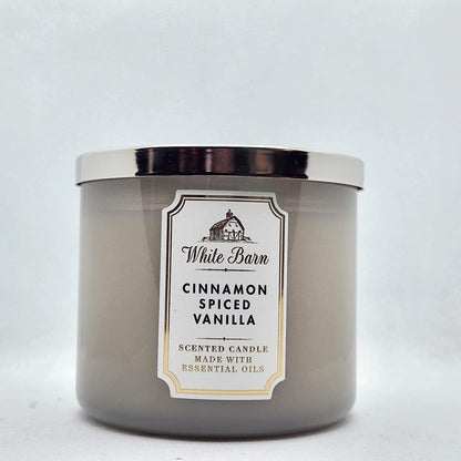 Bath & Body Works Cinnamon Spiced Vanilla 3-Wick Candle, White Barn, 14.5 oz