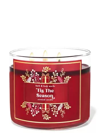 Bath & Body Works White Barn Tis the Season 3-Wick Candle w/ Essential Oils – 14.5 oz – 2021 Christmas Scents