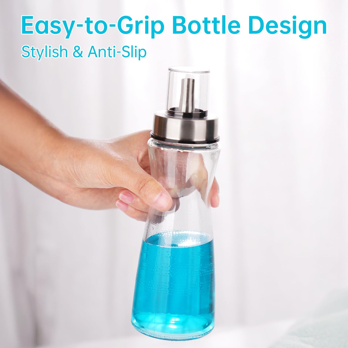 NiHome 2-Pack 10oz Leakproof Glass Mouthwash Dispensers – Easy Pour, Built-in Cup & Dust Cover