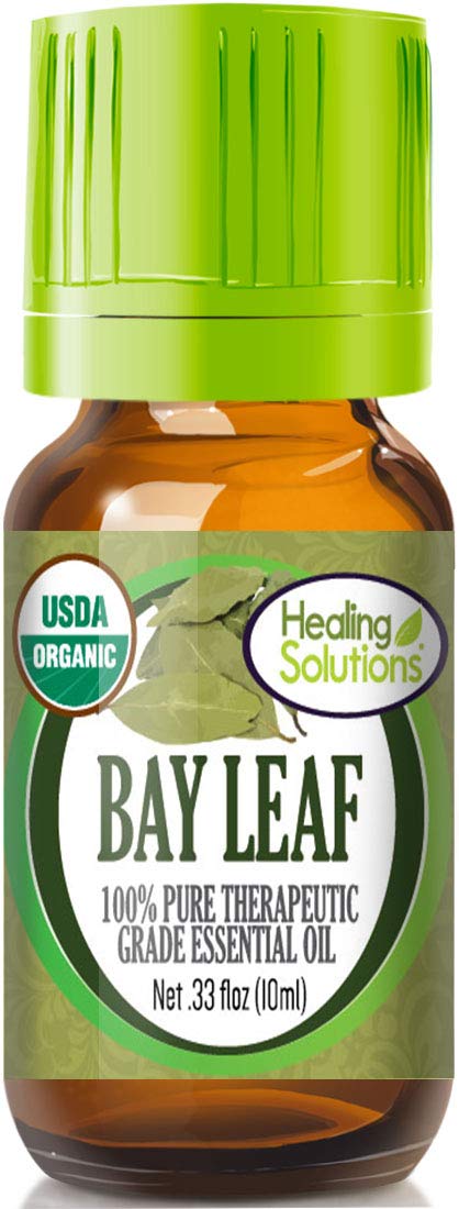 Healing Solutions Organic Bay Leaf Essential Oil - 0.33 oz (10ml) Undiluted for Hair, Diffuser & Skin