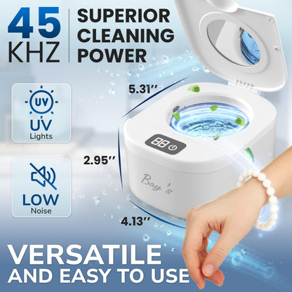 BAYS Ultrasonic Retainer Cleaner 45kHz 230ml – Dentures, Mouth Guards, Jewelry & All Dental Appliances