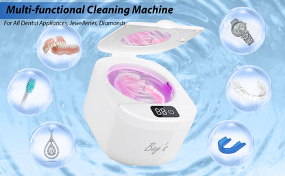 BAYS Ultrasonic Retainer Cleaner 45kHz 230ml – Dentures, Mouth Guards, Jewelry & All Dental Appliances
