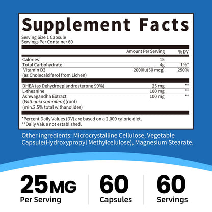 BBEEAAUU DHEA 25mg for Women 40+ and Men – Hormone Balance, Capsule-in-Capsule
