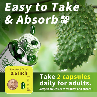 BBEEAAUU Soursop Graviola Capsules with Kelp – Immunity & Digestive Support (120 Count)