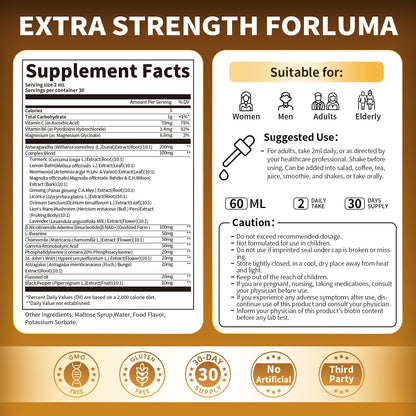 BBEEAAUU 2-Pack Cortisol Drops for Women & Men | 200mg Ashwagandha, L-Theanine & Phosphatidylserine