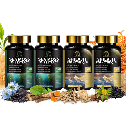 BBEEAAUU Sea Moss & Shilajit Bundle - Energy & Immunity, 480 Capsules