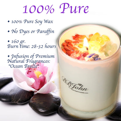 BBJohn Chakra Crystal Candle – Seven Chakras, Meditation & Soy Wax