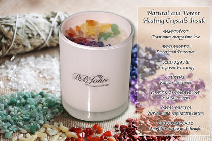 BBJohn Chakra Crystal Candle – Seven Chakras, Meditation & Soy Wax