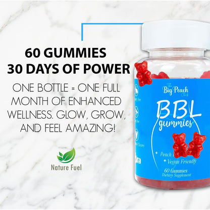 BBL Gummies for Women - Peach Growth Support with Collagen, Biotin & Herbal Blend | Vegan & Cruelty-Free