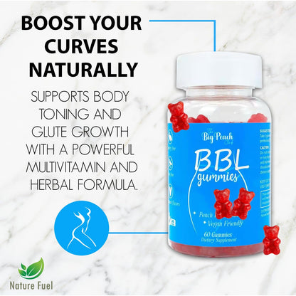 BBL Gummies for Women - Peach Growth Support with Collagen, Biotin & Herbal Blend | Vegan & Cruelty-Free