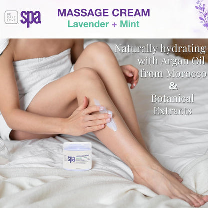 BCL SPA Massage Cream - Organic Lavender & Mint Body Lotion | 16 oz | Home & Pro Use