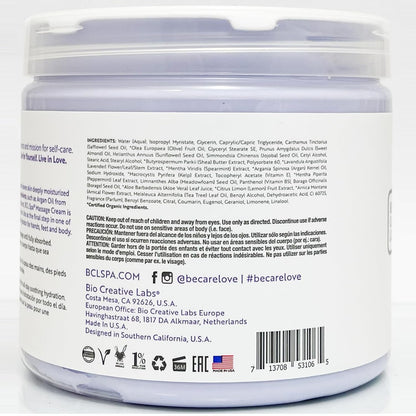 BCL SPA Massage Cream - Organic Lavender & Mint Body Lotion | 16 oz | Home & Pro Use