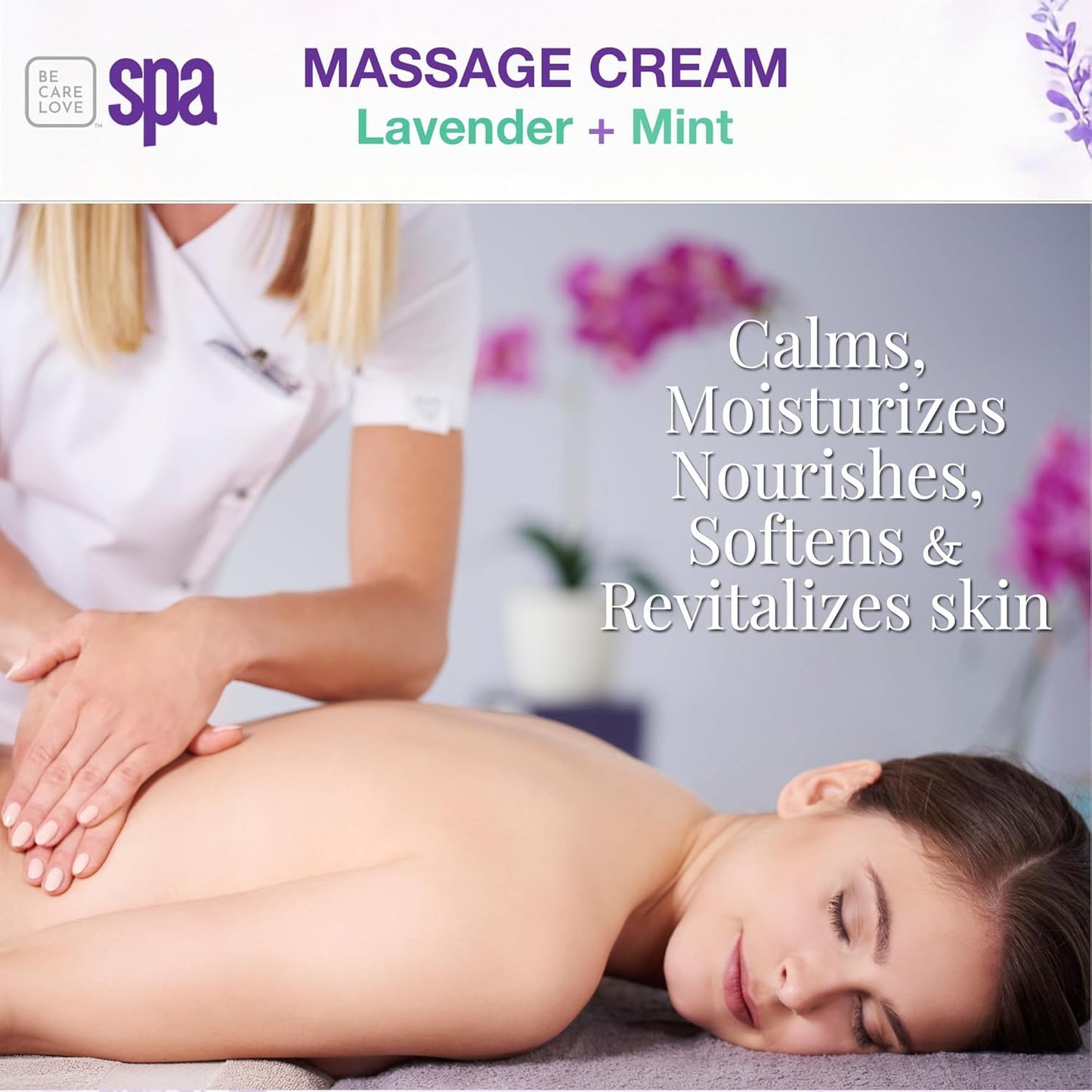 BCL SPA Massage Cream - Organic Lavender & Mint Body Lotion | 16 oz | Home & Pro Use
