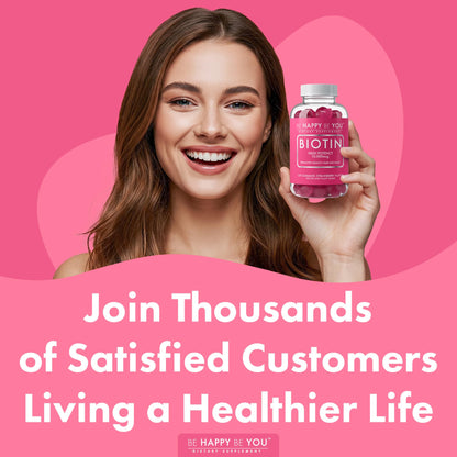 Be Happy Be You Biotin Gummies 10,000mcg – 120 Count – Vegan, Non-GMO, Made in USA