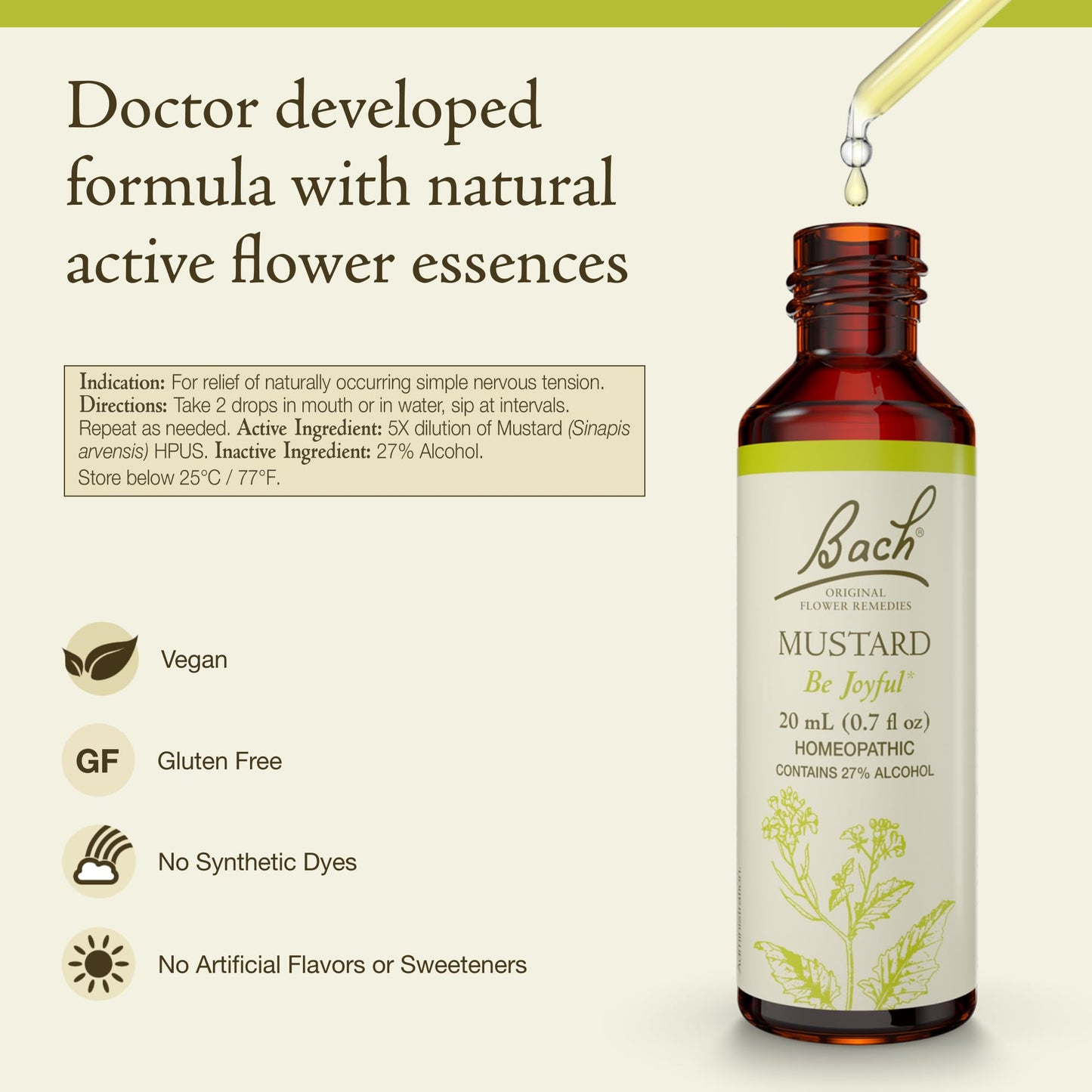 Bach Flower Remedies Mustard – Be Joyful (20mL) | Natural Emotional Balance
