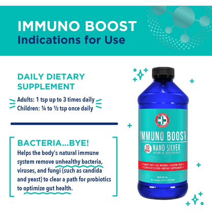 Be Smart Get Prepared Nano Silver Immuno Boost 16 oz – Immune Support, Gluten Free, Vegetarian, Made in USA