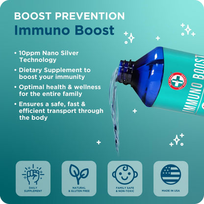 Be Smart Get Prepared Nano Silver Immuno Boost 16 oz – Immune Support, Gluten Free, Vegetarian, Made in USA