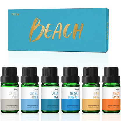 Beach Fragrance Oils by MitFlor – 6x10 ml Diffuser & Candle Oils