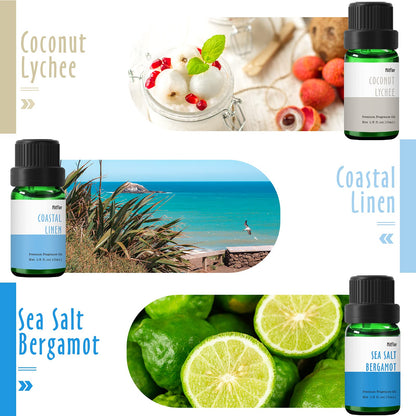 Beach Fragrance Oils by MitFlor – 6x10 ml Diffuser & Candle Oils