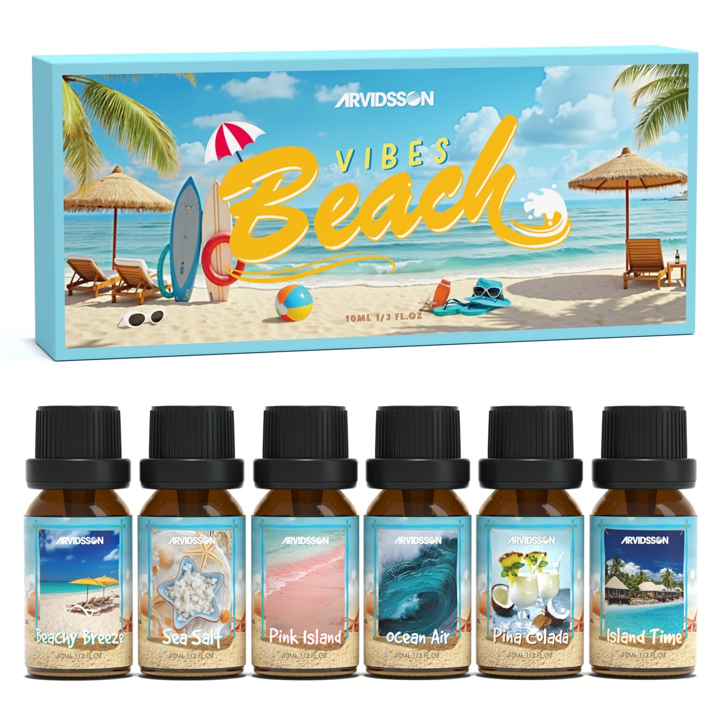 Beach Fragrance Oils Set for Diffusers | ARVIDSSON Summer Essential Oils