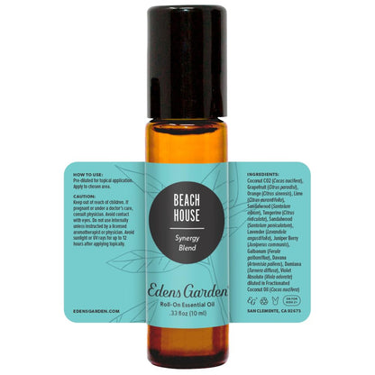 Edens Garden Beach House Essential Oil Roll-On – 10 ml, 100% Pure, Pre-Diluted, Travel-Friendly