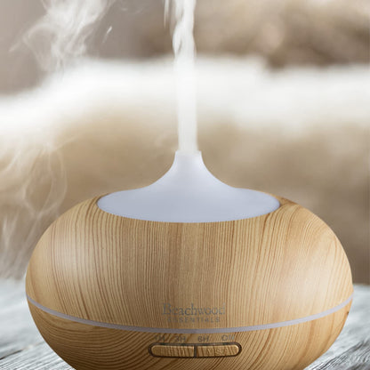 Beachwood Essentials Ultimate Ultrasonic Aromatherapy Diffuser - Therapeutic Grade, 3 Timer, 7 Ambient Lights, 16 Hours, Bamboo 300mL