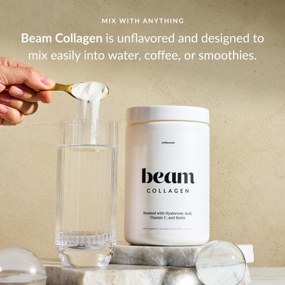 Beam Collagen Powder for Women – Grass-Fed Collagen Peptides 1 & 3 with Hyaluronic Acid, Biotin, & Vitamin C | 30 Servings