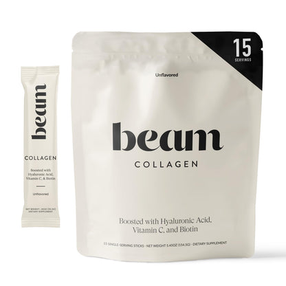Beam Collagen Powder for Women – Grass-Fed, Hyaluronic Acid, Biotin | 15 Servings