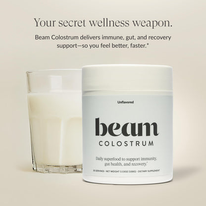 Beam Colostrum Powder – Gut Health, Immune Support & Recovery (3 g per Serving) | Grass-Fed, 30 Servings