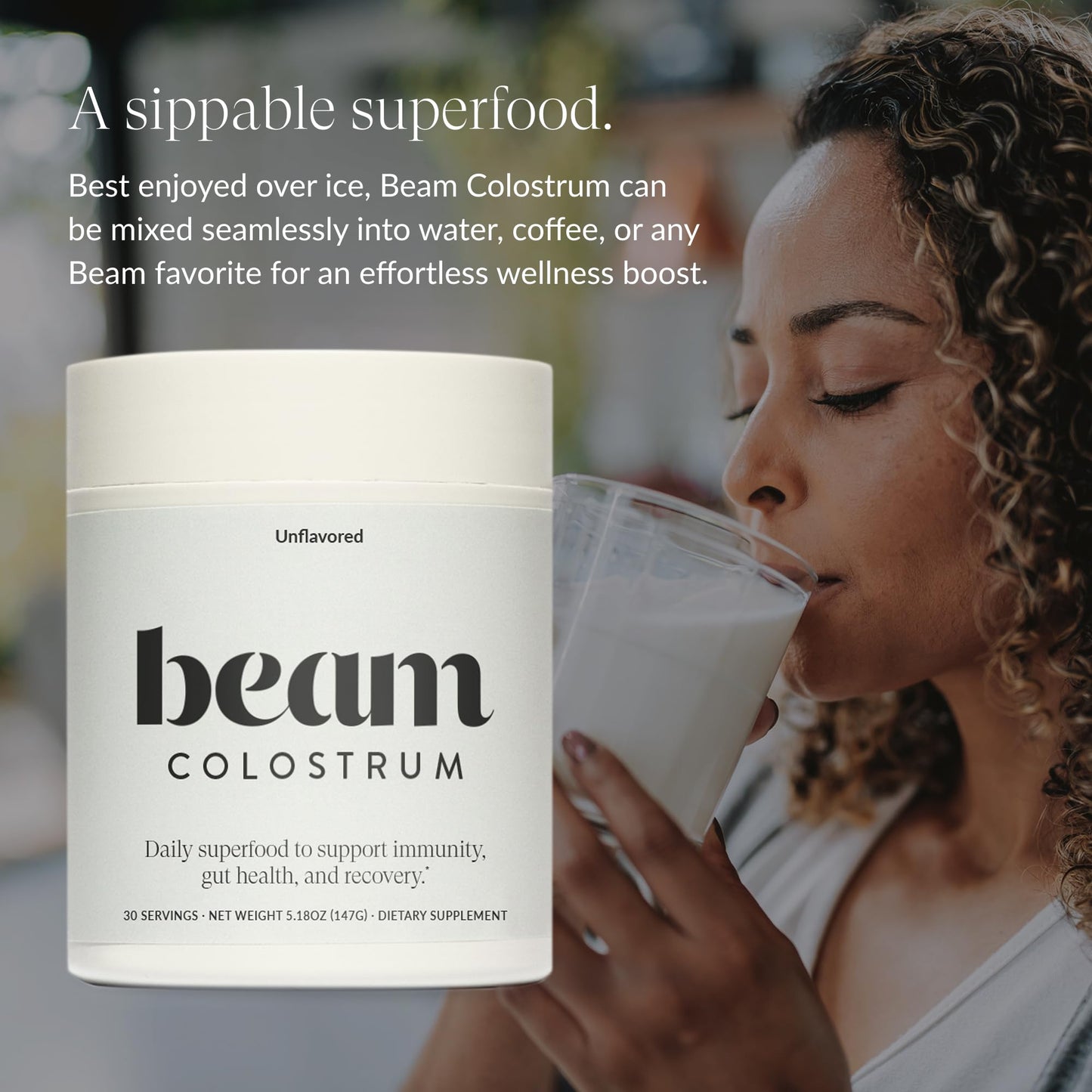 Beam Colostrum Powder – Gut Health, Immune Support & Recovery (3 g per Serving) | Grass-Fed, 30 Servings