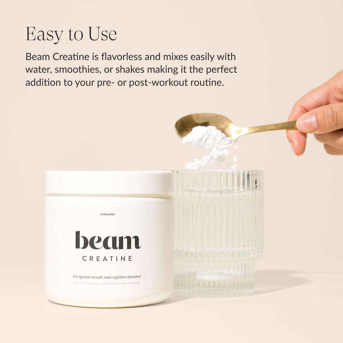 Beam Creatine Powder – Third-Party Tested, Micronized Creatine Monohydrate