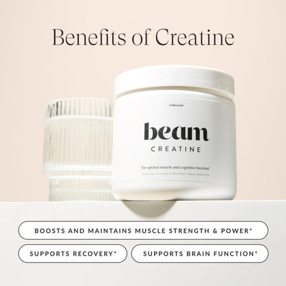 Beam Creatine Powder – Third-Party Tested, Micronized Creatine Monohydrate, Blue Raspberry, 30 Servings