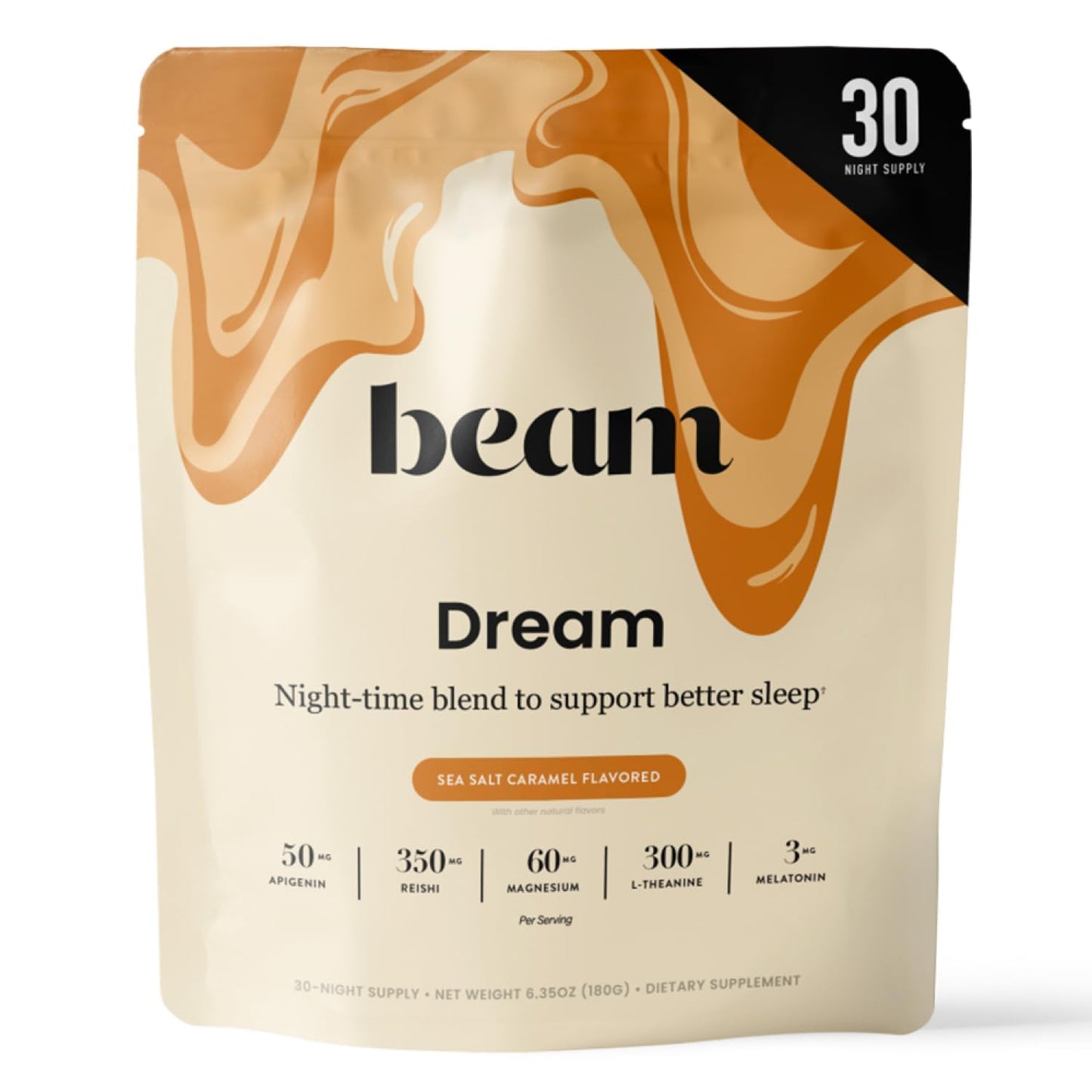 Beam Dream Sleep Powder – L-Theanine, Apigenin, Magnesium & Melatonin | Non-GMO, Third-Party Tested Sleep Support