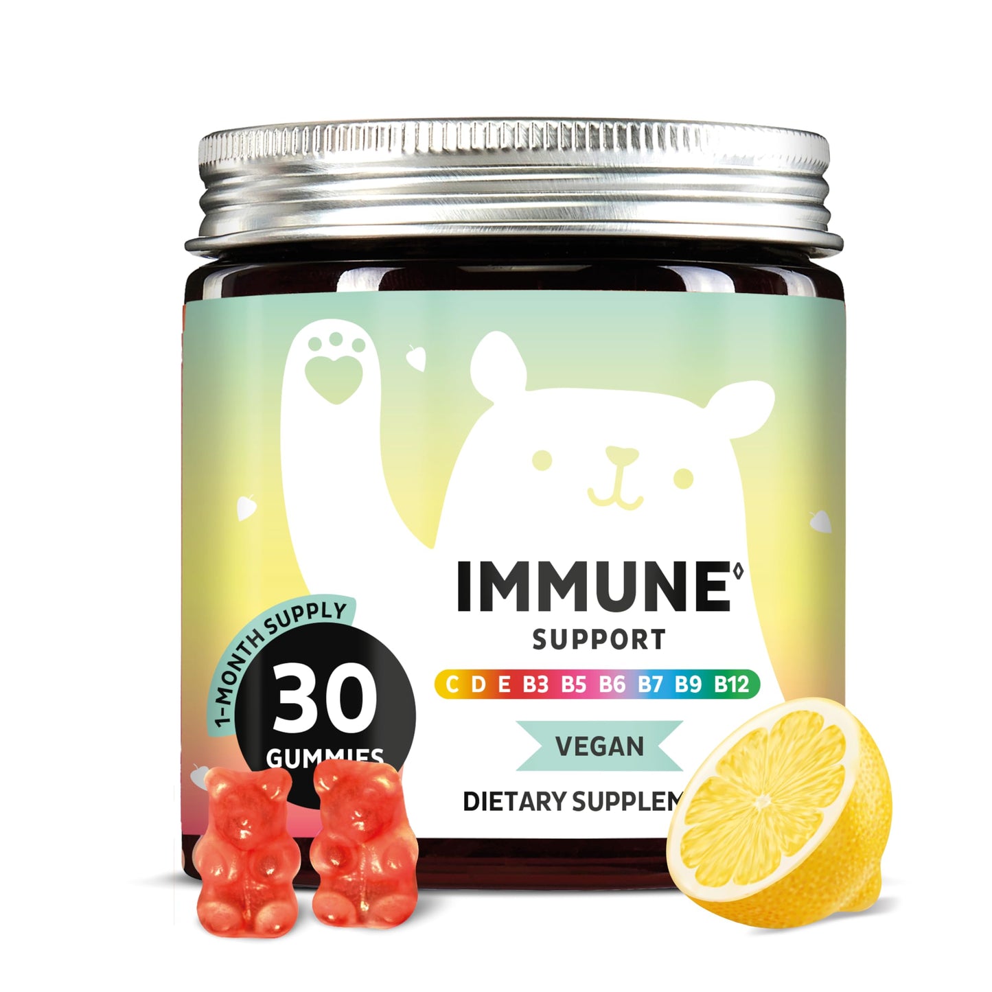 Bears with Benefits Immune Support Gummies – Vitamins C, D, B6 & B12 | Vegan (30 Gummies)