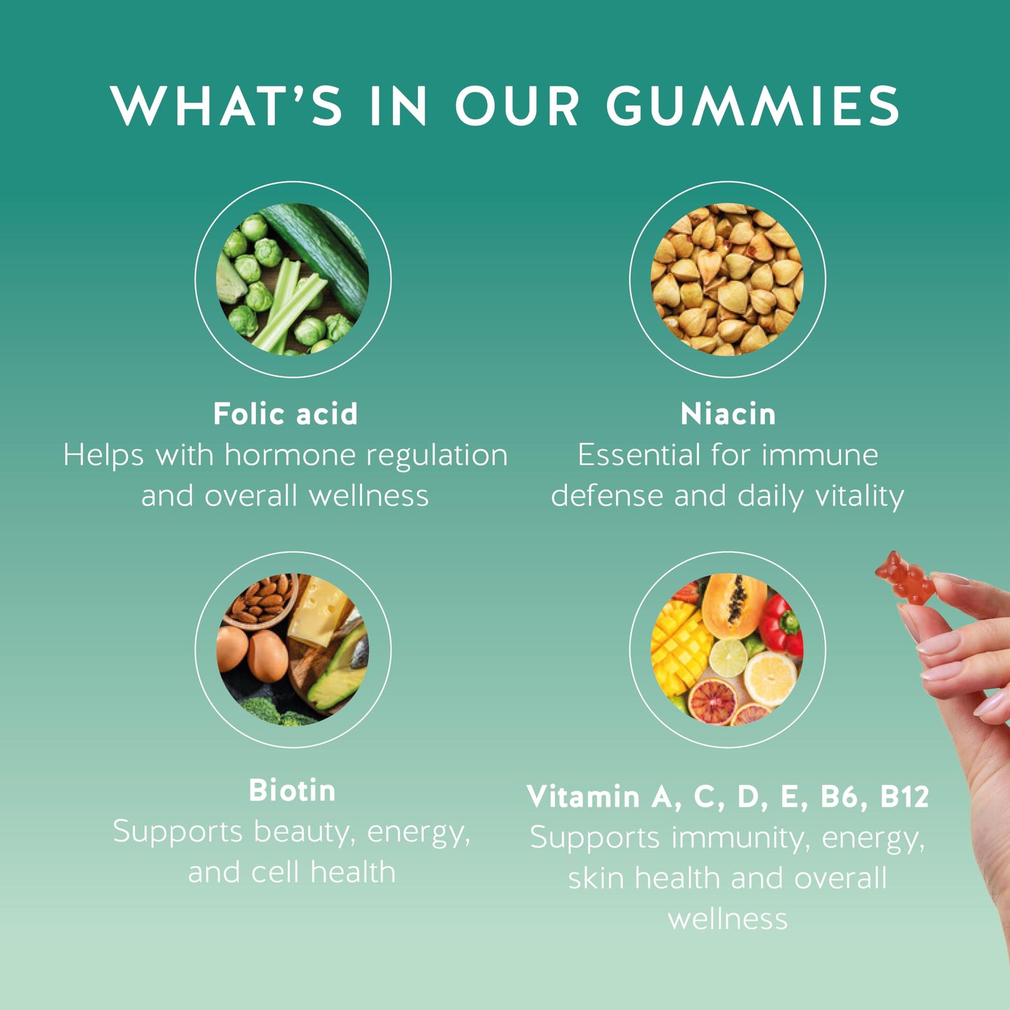 Bears with Benefits Immune Support Gummies – Vitamins C, D, B6 & B12 | Vegan (30 Gummies)